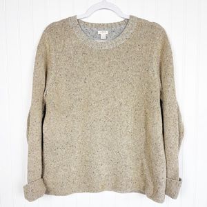 J. Crew Lamb’s Wool Sweater Women’s Large Gold Metallic Soft Fall‎ Winter